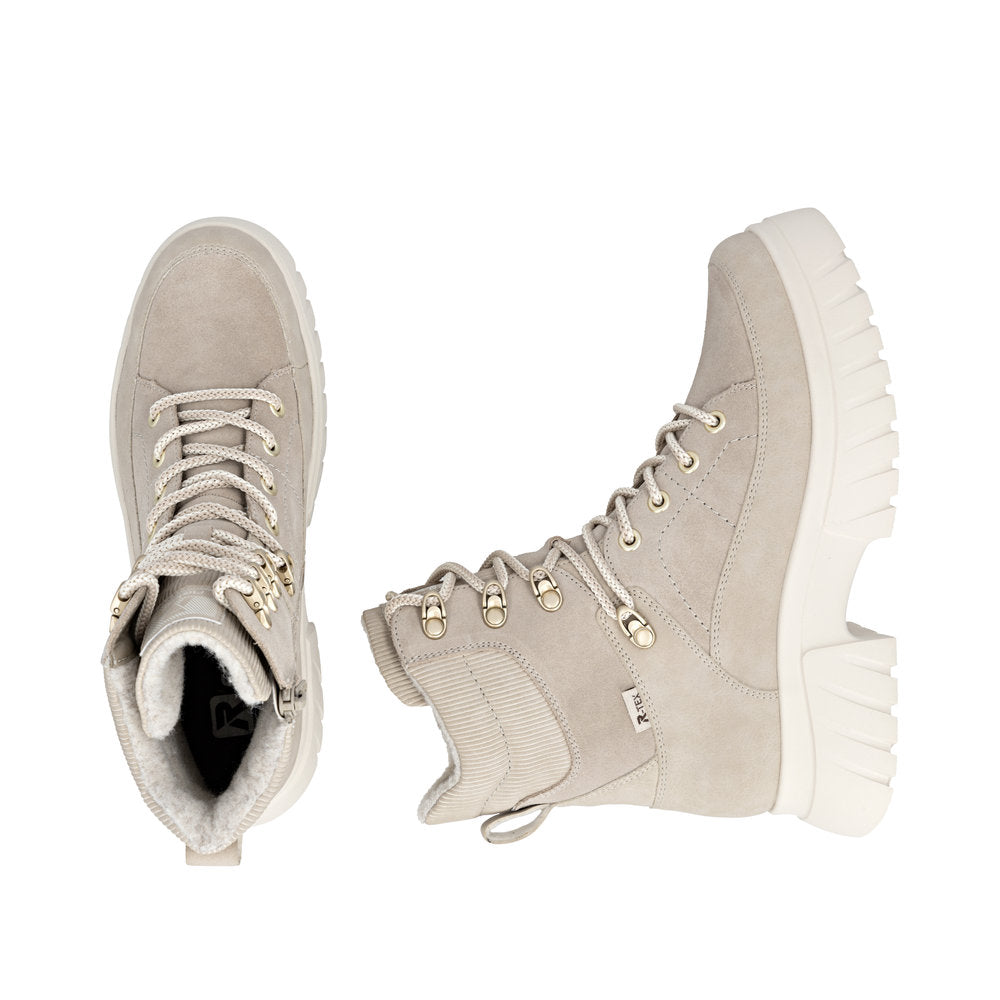 Rieker W1871-62 Womens Waterproof Wide Fit Cream Boots