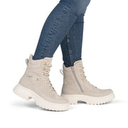 Rieker W1871-62 Womens Waterproof Wide Fit Cream Boots