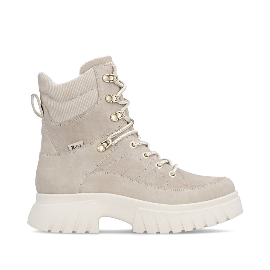 Rieker W1871-62 Womens Waterproof Wide Fit Cream Boots