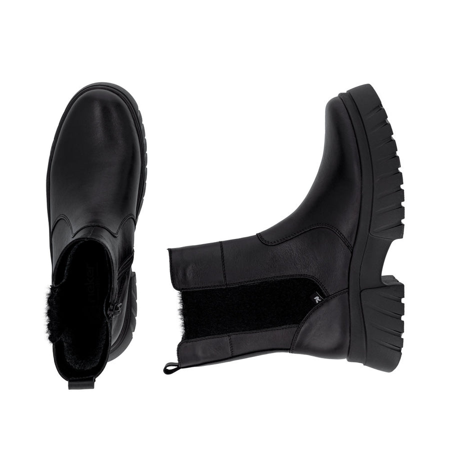 Rieker W1876-00 Womens Wide Fit Black Boots
