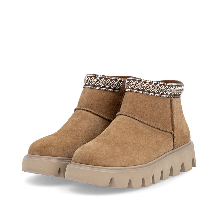 Rieker W2074-24 Womens Wide Fit Warm Lined Beige Boots