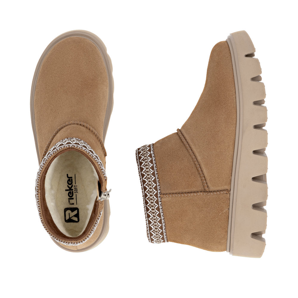 Rieker W2074-24 Womens Wide Fit Warm Lined Beige Boots