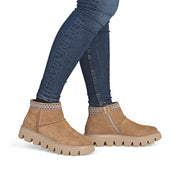 Rieker W2074-24 Womens Wide Fit Warm Lined Beige Boots