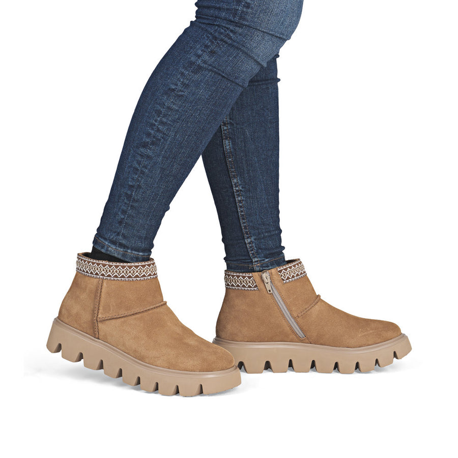 Rieker W2074-24 Womens Wide Fit Warm Lined Beige Boots
