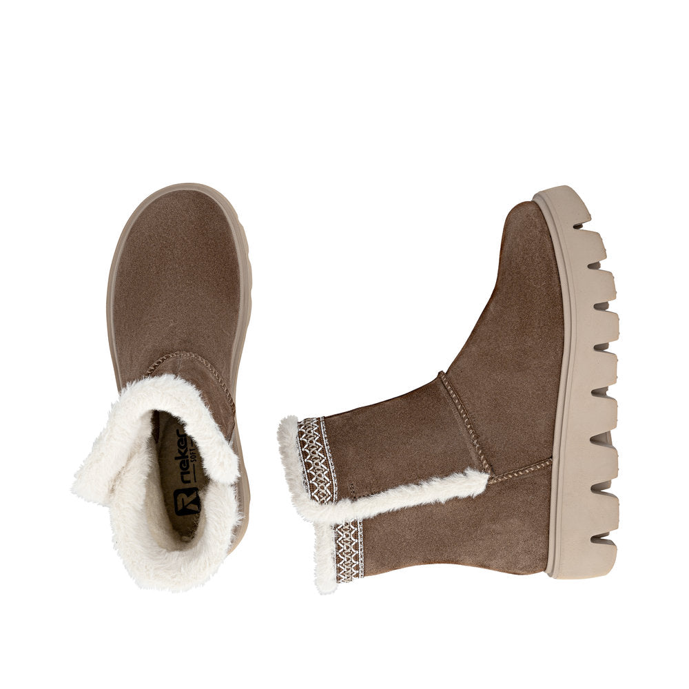Rieker W2075-20 Womens Wide Fit Warm Lined Brown Boots