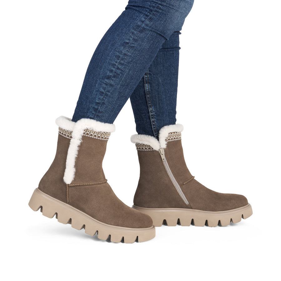Rieker W2075-20 Womens Wide Fit Warm Lined Brown Boots
