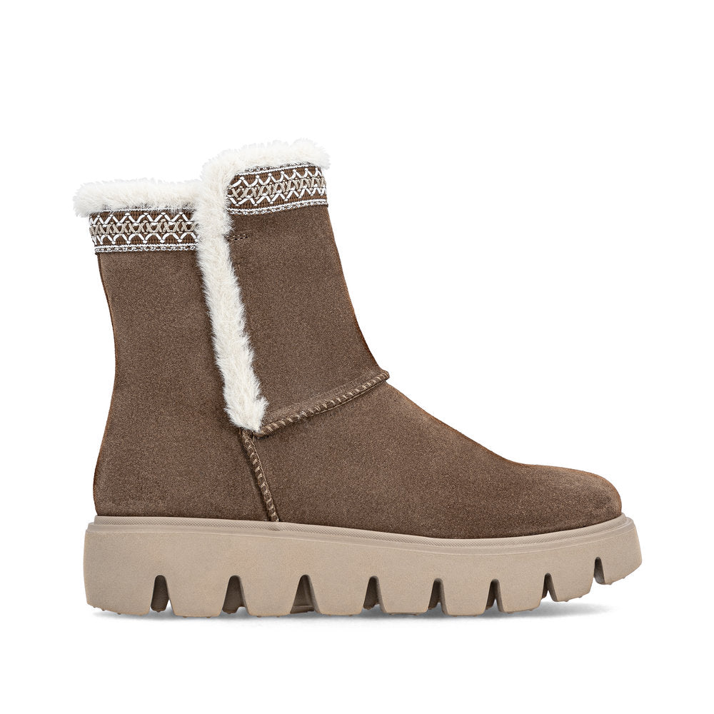 Rieker W2075-20 Womens Wide Fit Warm Lined Brown Boots