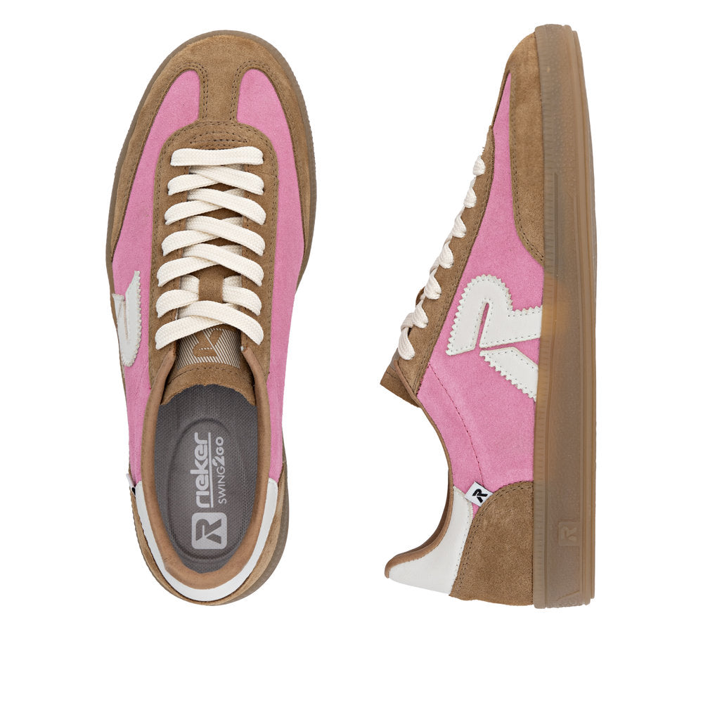 Rieker W2200-32 Womens Wide Fit Pink Sneakers