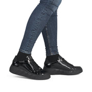 Rieker W2601-00 Womens Black Patent Sneakers