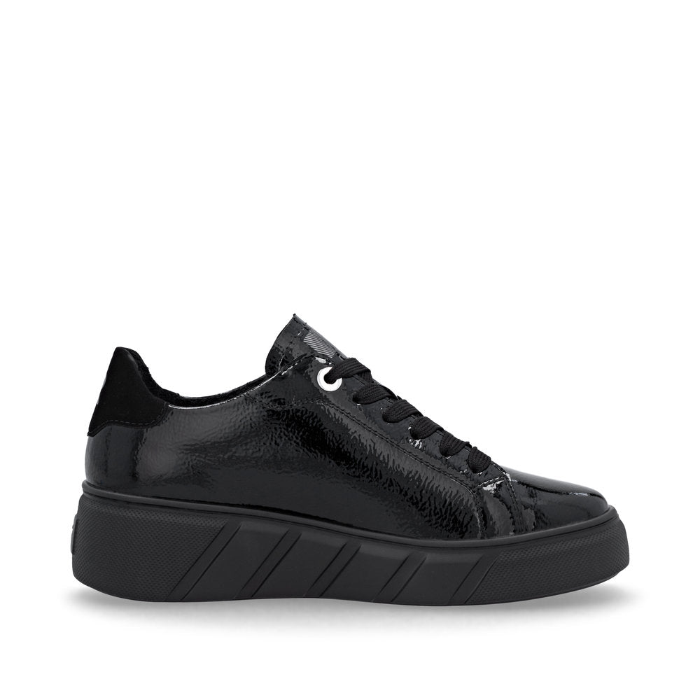Rieker W2601-00 Womens Black Patent Sneakers