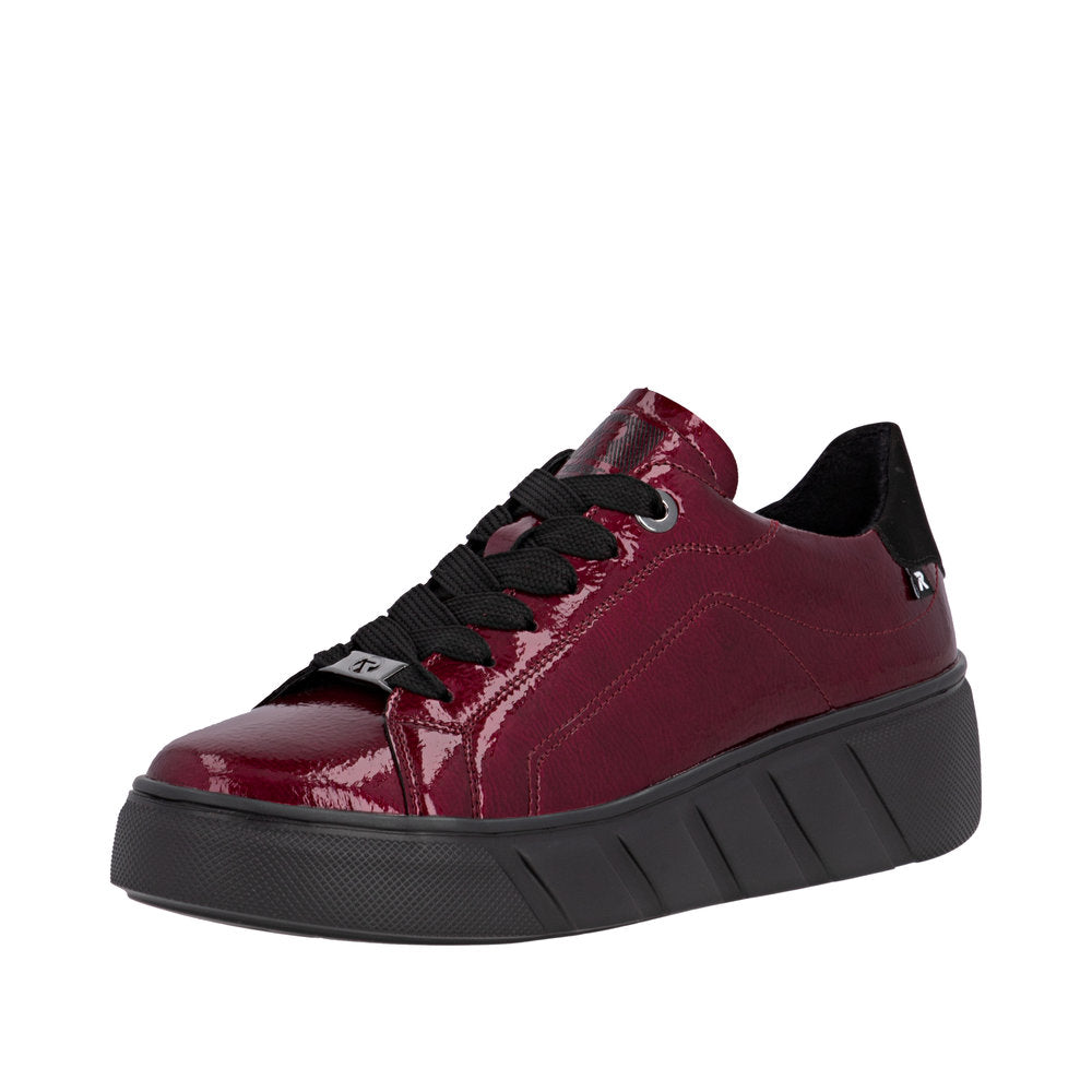 Rieker W2601-35 Womens Red Patent leather Sneakers