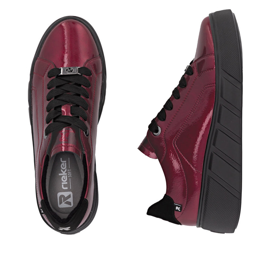 Rieker W2601-35 Womens Red Patent leather Sneakers