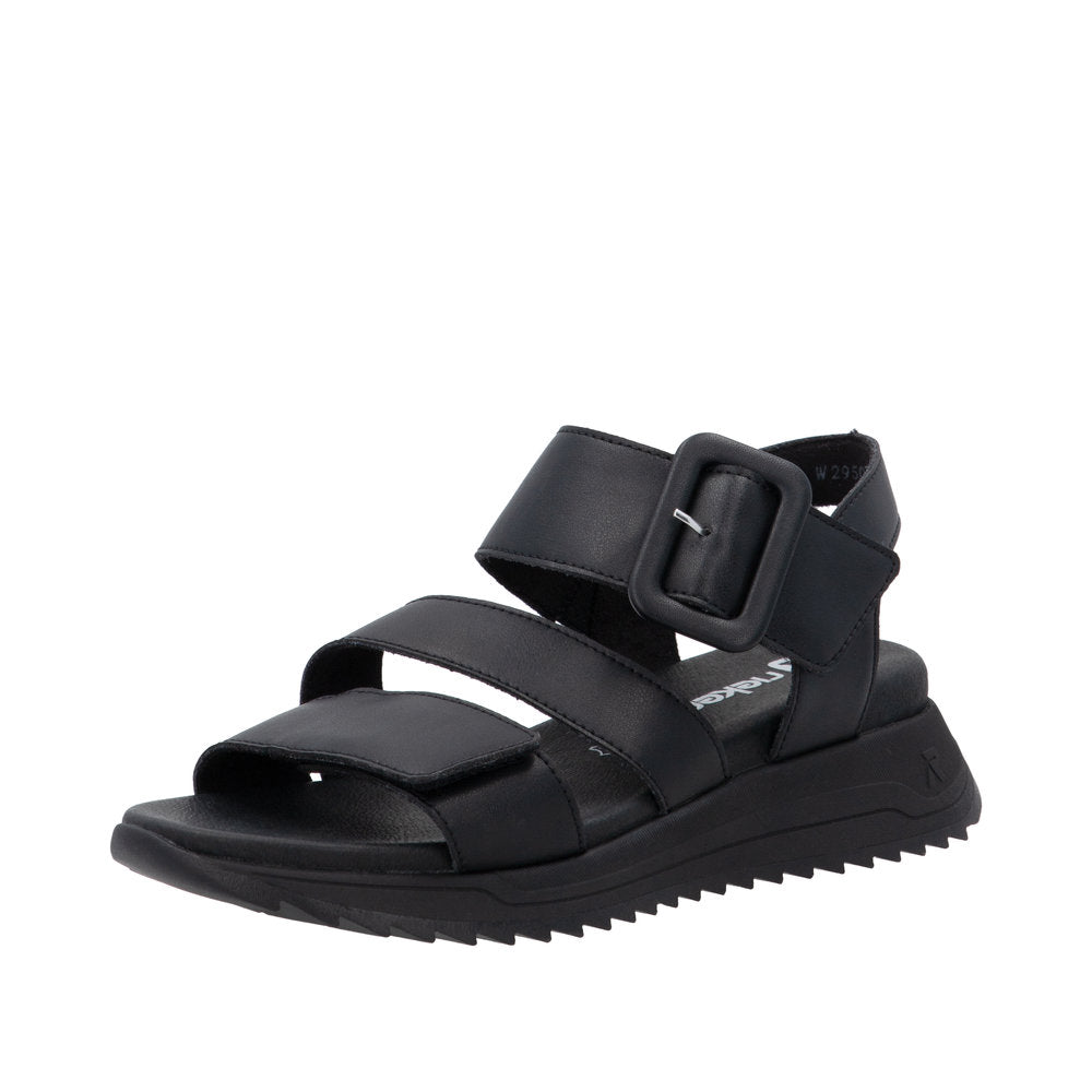 Rieker Sport W2950-00 Black Leather Sandals