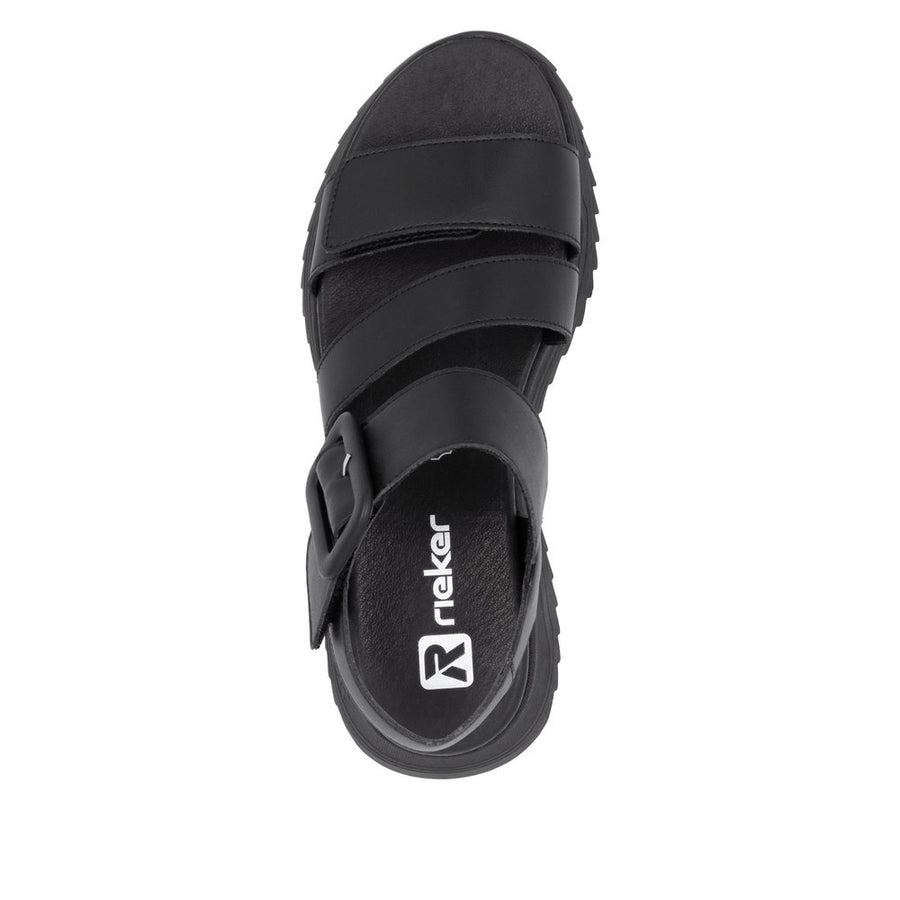 Rieker Sport W2950-00 Black Leather Sandals