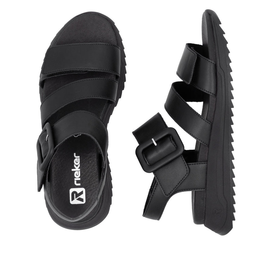 Rieker Sport W2950-00 Black Leather Sandals
