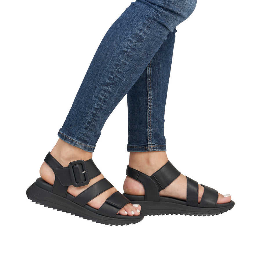 Rieker Sport W2950-00 Black Leather Sandals