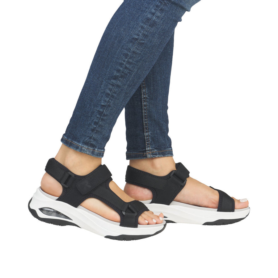 Rieker Sport W3151-01 Black Vegan Sandals