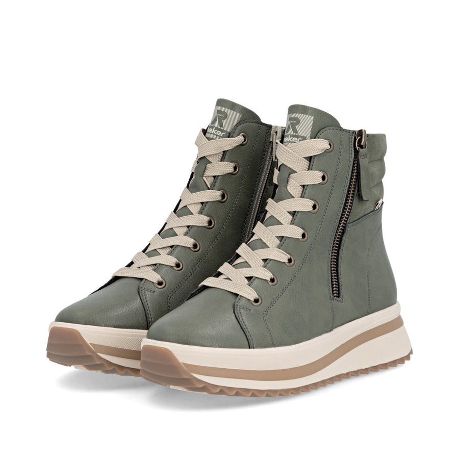 Rieker W3870-54 Womens Moss Green Chunky Boots