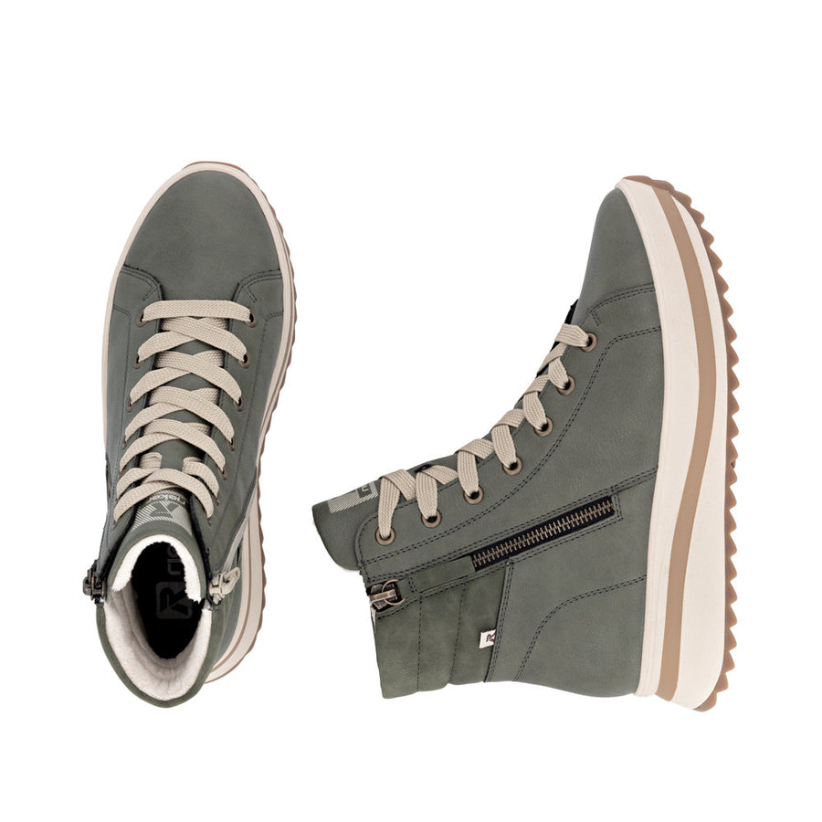 Rieker W3870-54 Womens Moss Green Chunky Boots