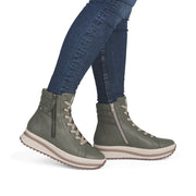 Rieker W3870-54 Womens Moss Green Chunky Boots