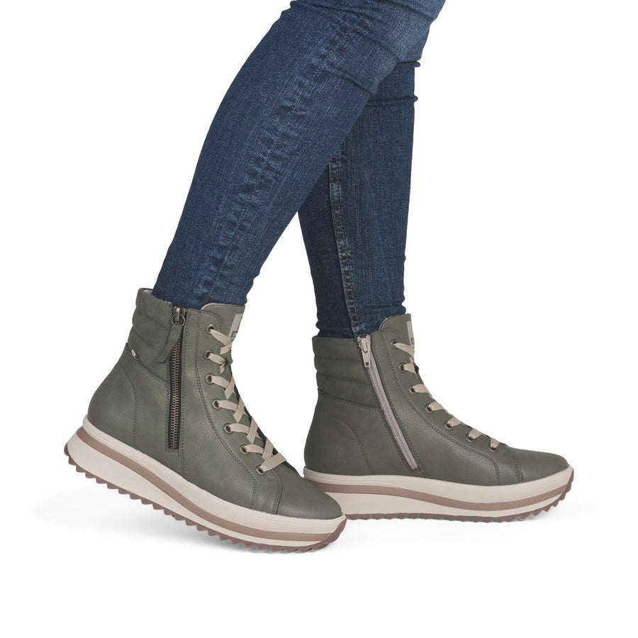 Rieker W3870-54 Womens Moss Green Chunky Boots
