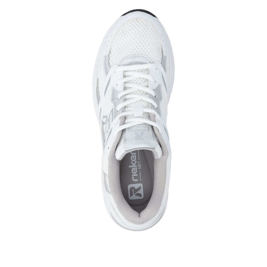 Rieker W4200-81 White/Silver Mesh Wide Fit Trainers