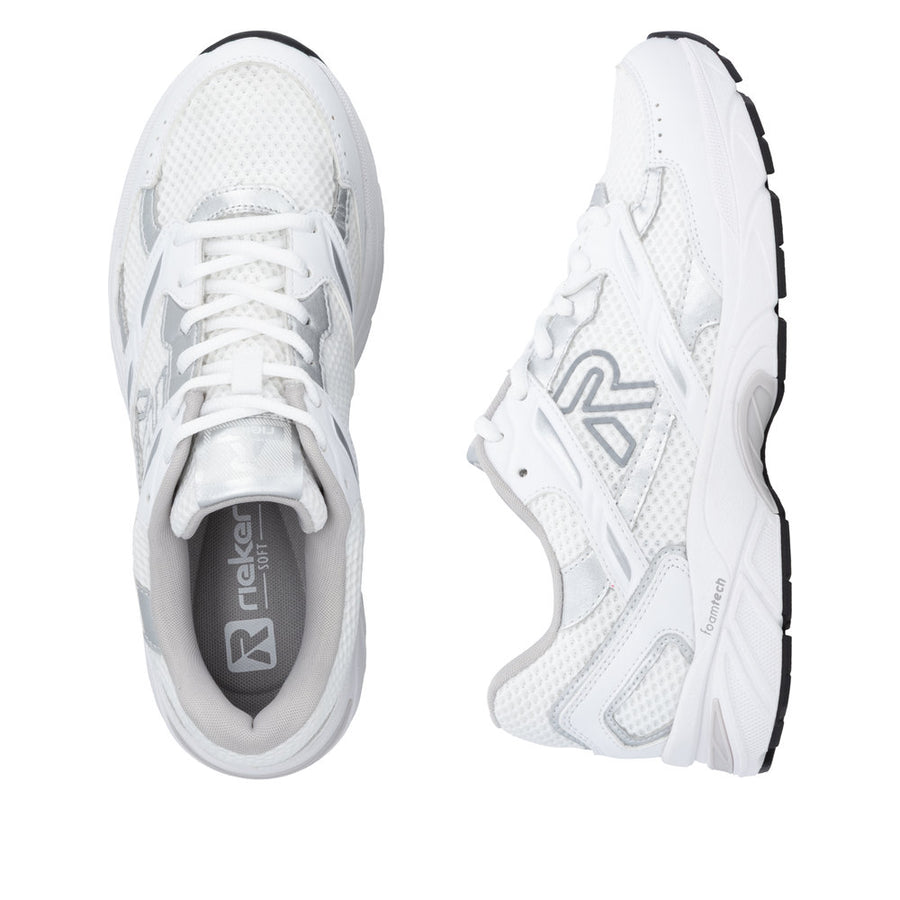 Rieker W4200-81 White/Silver Mesh Wide Fit Trainers