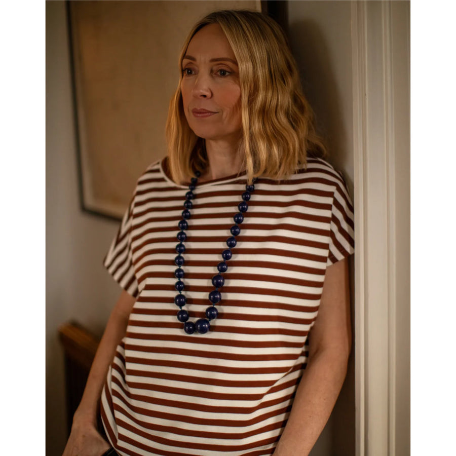 Chalk Wei Stripe Top - Tobacco/Ecru