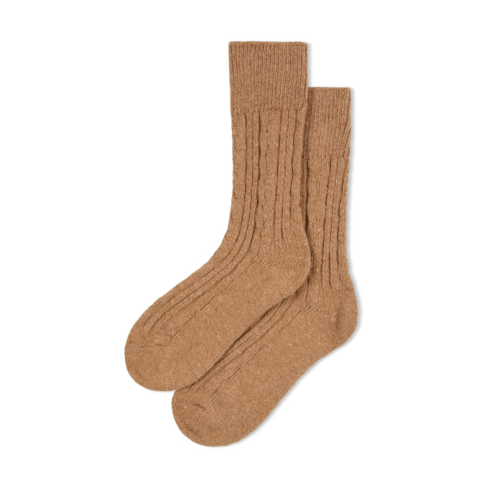 Chalk Wool Cable Sock - Camel