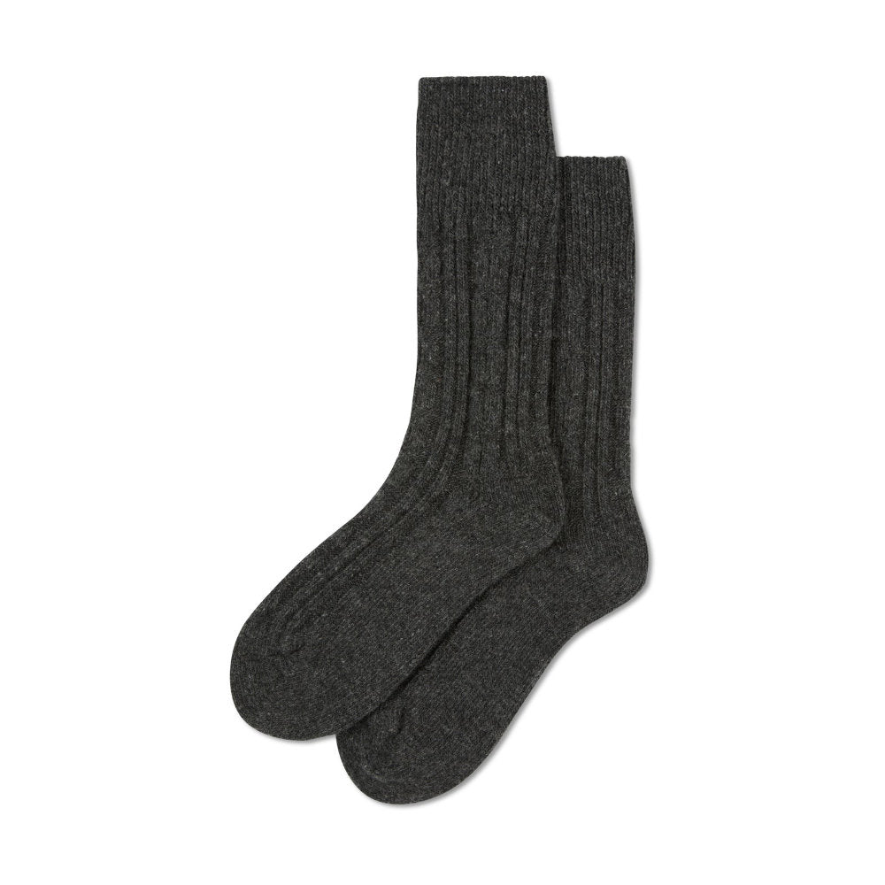 Chalk Wool Cable Sock - Dark Charcoal