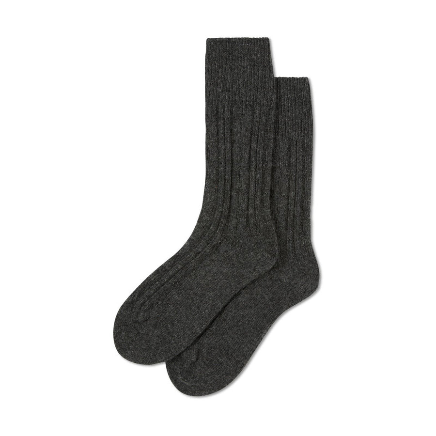 Chalk Wool Cable Sock - Dark Charcoal