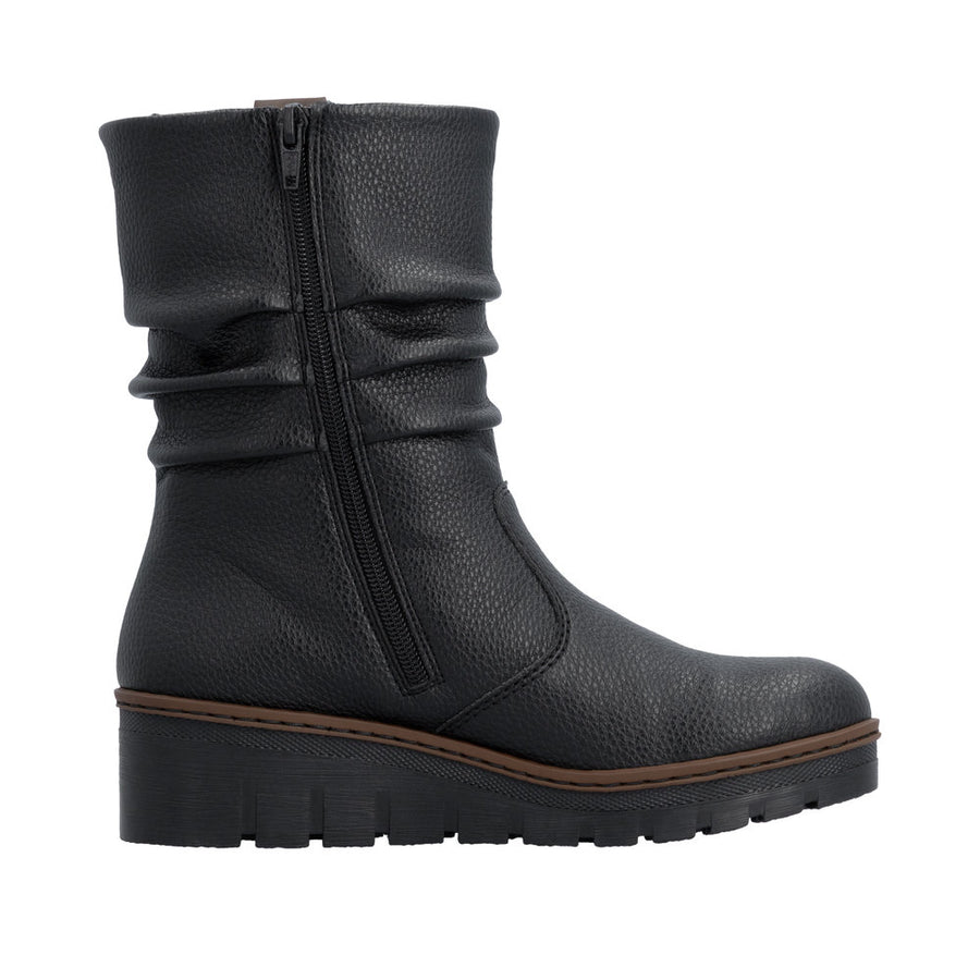 Rieker X9155-00 Black Warm Lined Wedge Boots