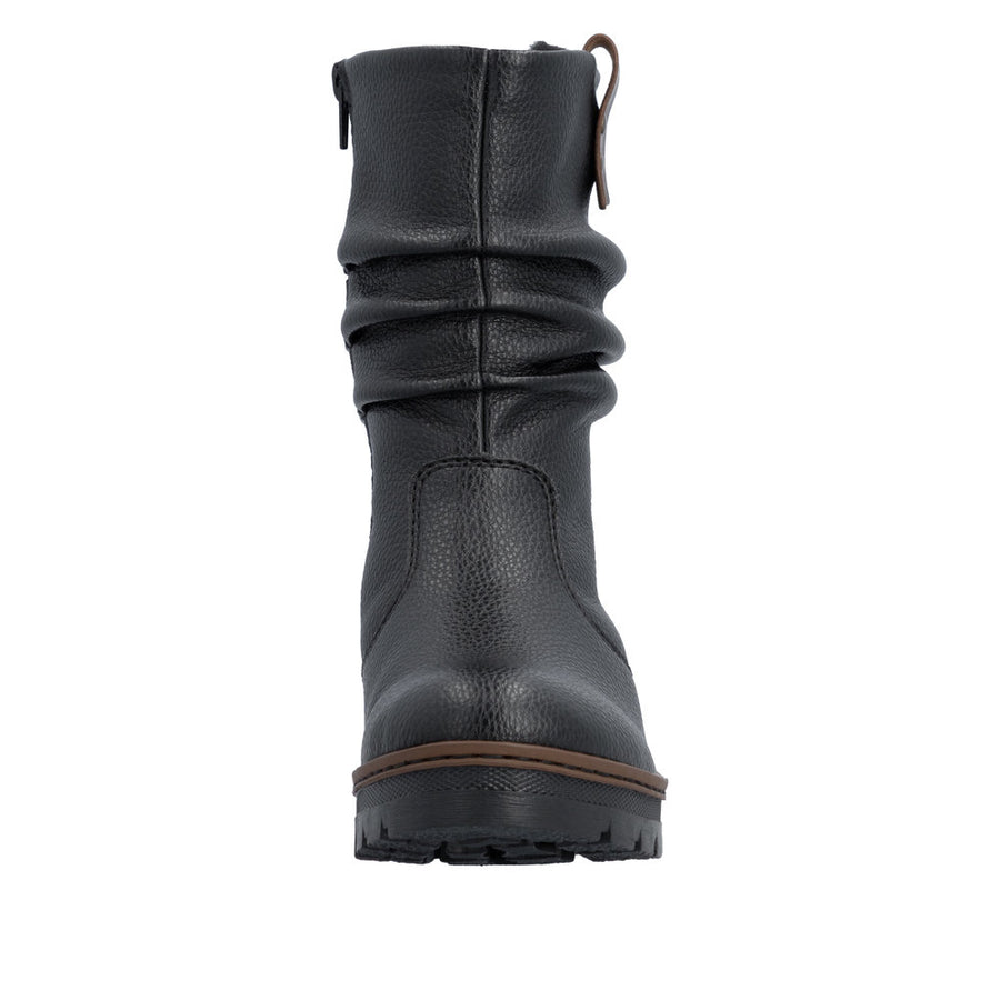 Rieker X9155-00 Black Warm Lined Wedge Boots
