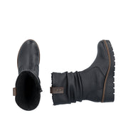 Rieker X9155-00 Black Warm Lined Wedge Boots