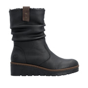 Rieker X9155-00 Black Warm Lined Wedge Boots