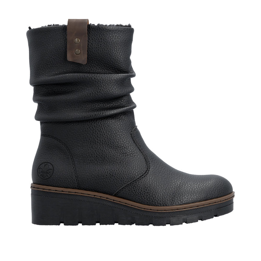 Rieker X9155-00 Black Warm Lined Wedge Boots