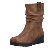 Rieker X9155-24 Brown Warm Lined Wedge Boots