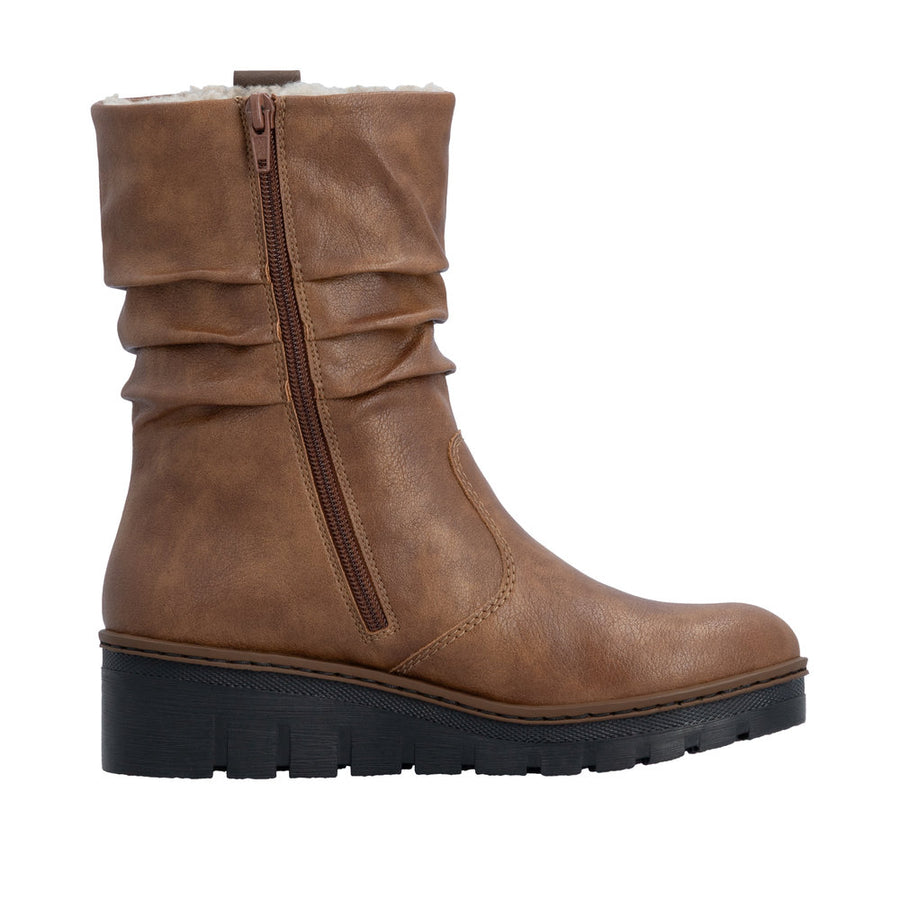 Rieker X9155-24 Brown Warm Lined Wedge Boots