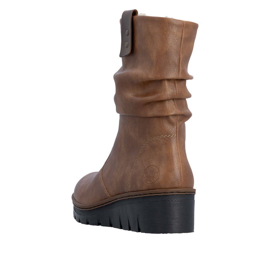 Rieker X9155-24 Brown Warm Lined Wedge Boots
