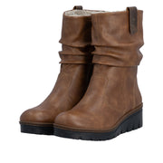 Rieker X9155-24 Brown Warm Lined Wedge Boots
