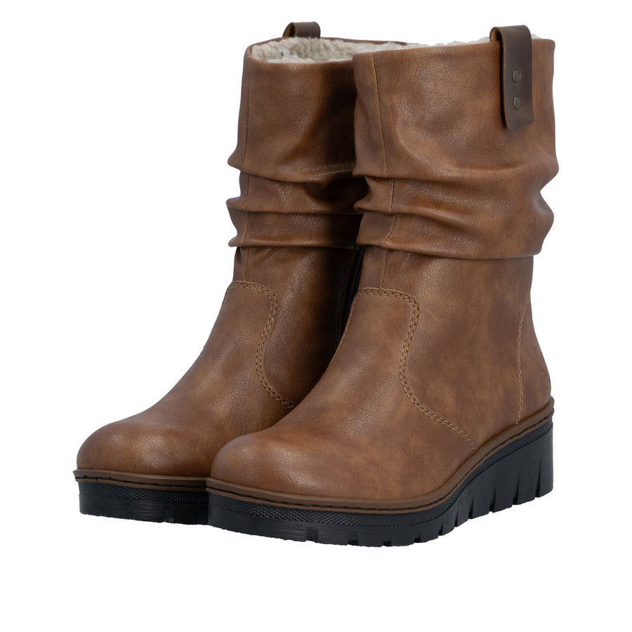 Rieker X9155-24 Brown Warm Lined Wedge Boots