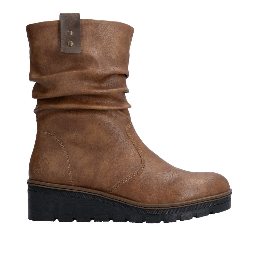 Rieker X9155-24 Brown Warm Lined Wedge Boots