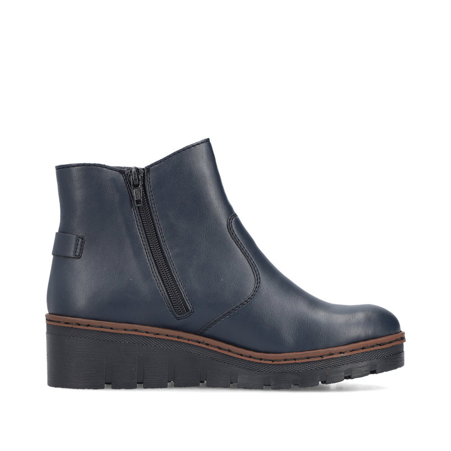 Rieker X9164-14 Womens Blue Wedge Boots