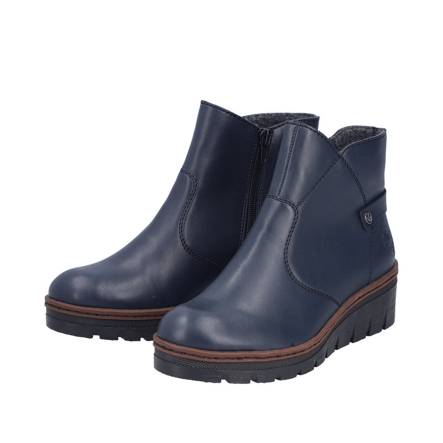 Rieker X9164-14 Womens Blue Wedge Boots
