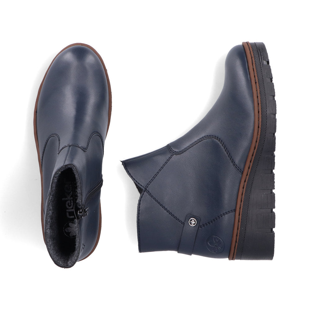 Rieker X9164-14 Womens Blue Wedge Boots