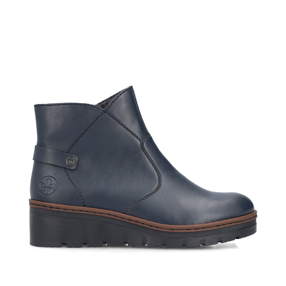 Rieker X9164-14 Womens Blue Wedge Boots