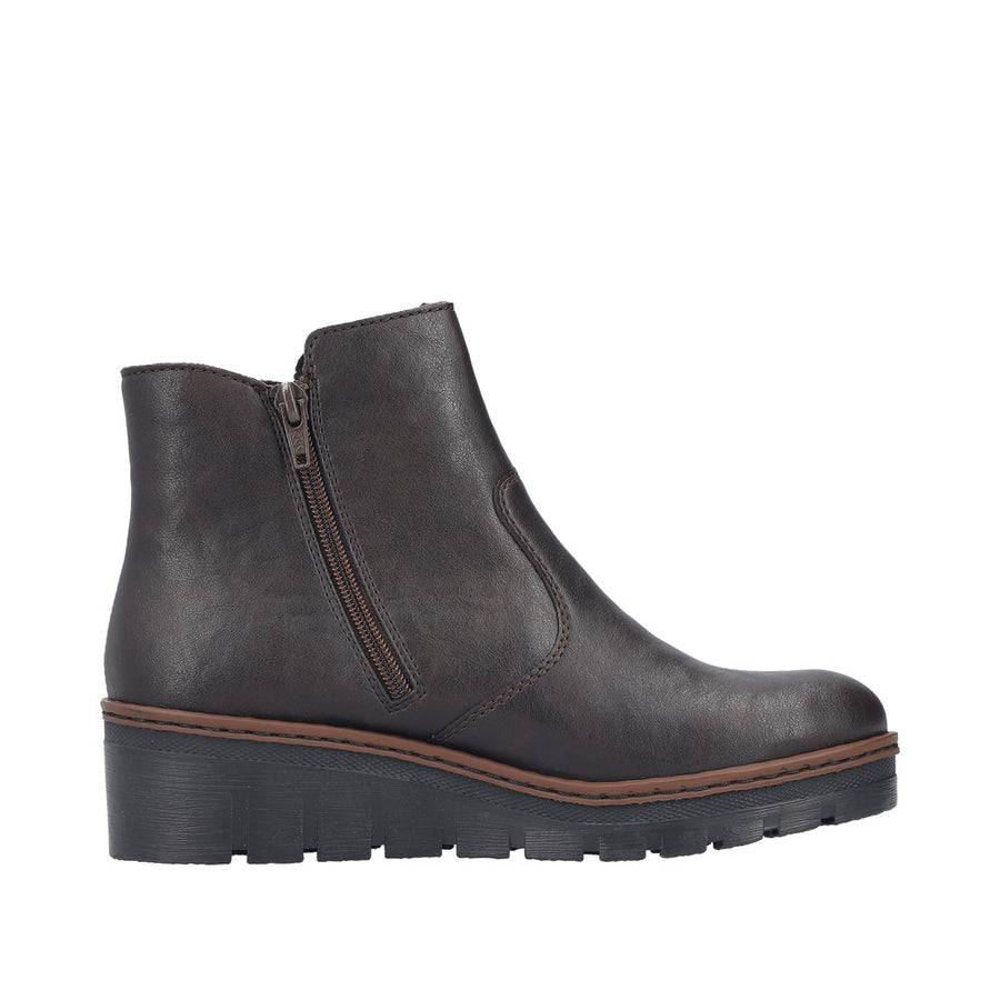 Rieker X9165-25 Brown Warm Lined Wedge Boots