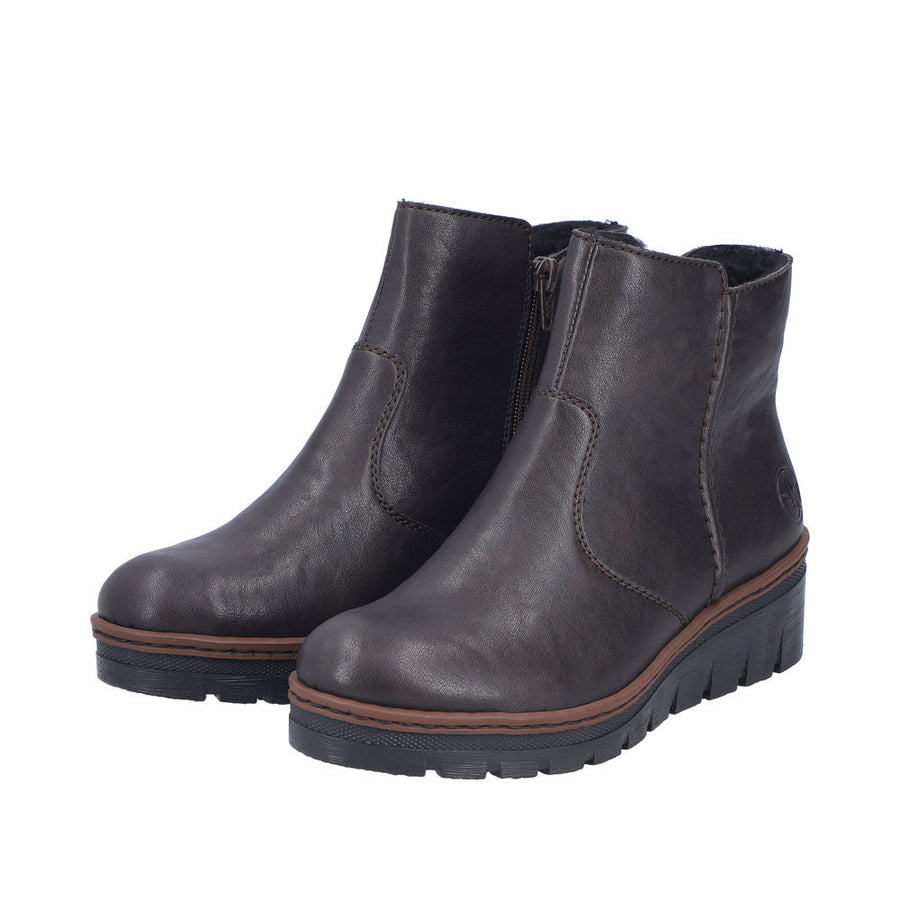 Rieker X9165-25 Brown Warm Lined Wedge Boots