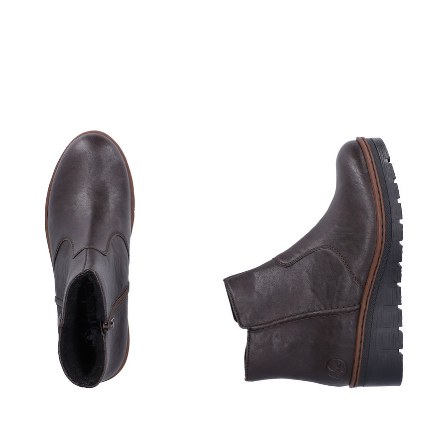 Rieker X9165-25 Brown Warm Lined Wedge Boots