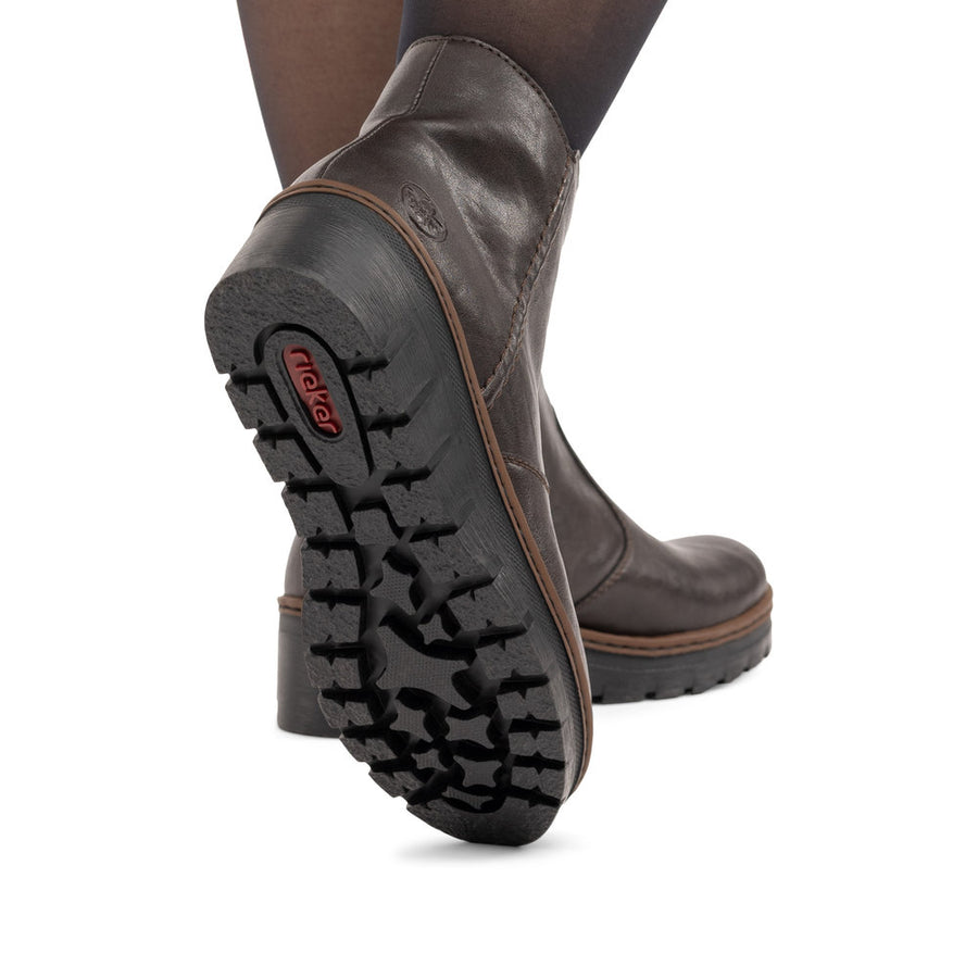 Rieker X9165-25 Brown Warm Lined Wedge Boots